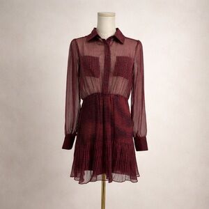 Coincidence & Chance Houndstooth Mini Shirt Dress Dark Academia Librariancore